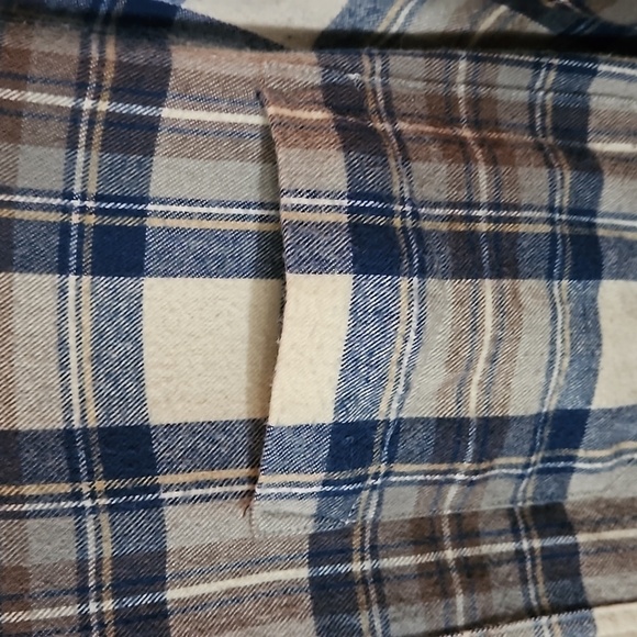 L L Beam Plaid Fannel Button down Shirt sz L Blur Brown Cream Pre-owned - Picture 2 of 7